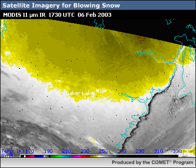MODIS 11 micrometer IR 1730 UTC 06 February 2003