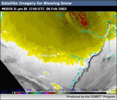 MODIS 11 micrometer IR 1740 UTC 06 February 2003