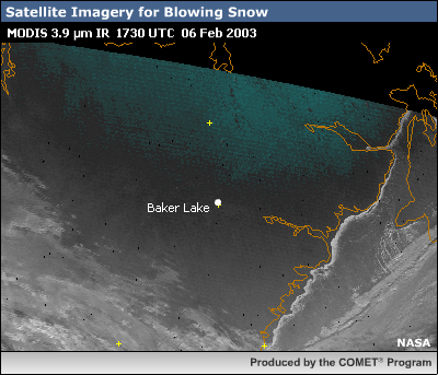 MODIS 3.9 micrometer IR 1730 UTC 06 February 2003