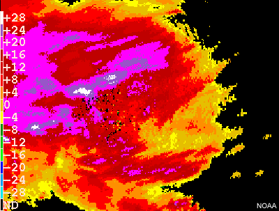 Radar image over New England coast, 18 UTC