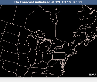 Eta Forecast initialized at 12UTC 13 Jan 99