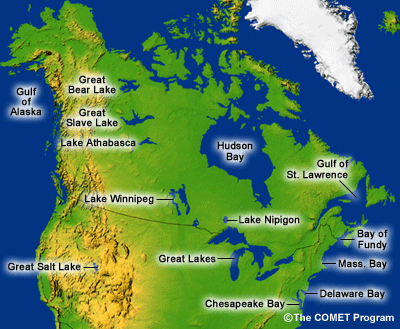 Bodies of water effecting lake effect snow