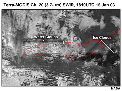 Terra-MODIS 3.7 micrometer shortwave IR image, 1810 UTC, 15 January 2003