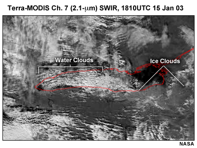 Terra-MODIS 2.1 micrometer shortwave IR image, 1810 UTC, 15 January 2003