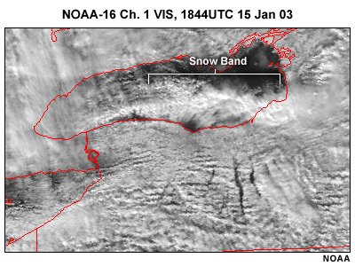 NOAA-16 visible image, 1844 UTC, 15 January 2003