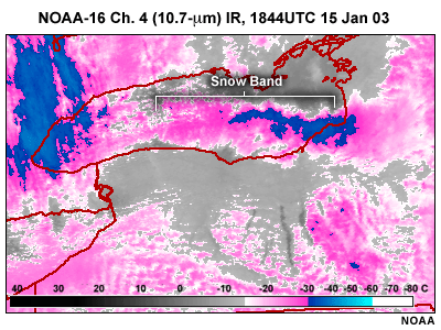 NOAA-16 10.7 micrometer IR image, 1844 UTC, 15 January 2003