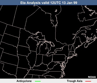 Eta Analysis valid 12UTC 13 Jan 99