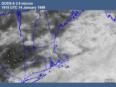 GOES-8 3.9 micron 1915 UTC 14 Jan 99