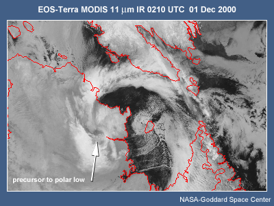 EOS-Terra Modis 11 micrometer IR 0210 UTC 01 Dec 2000