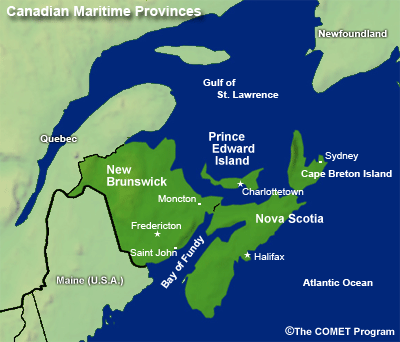 Map of Canadian Maritime Provinces