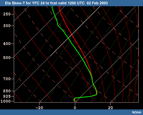Eta Skew-T YFC 24-hour forecast valid 1200 UTC 02 February 2003