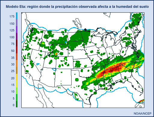 Eta: región donde la precipitación observada afecta a la humedad del suelo