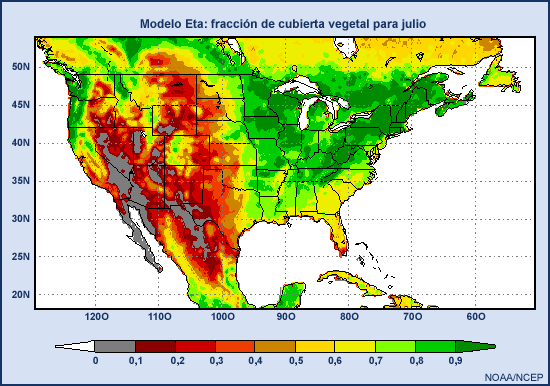 Eta: fracción de cubierta vegetal para julio