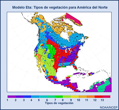 Eta: tipos de vegetación para América del Norte