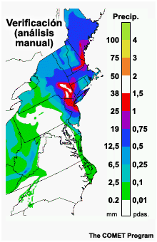 Precipitación total del 30 de diciembre de 2000 según el análisis manual
