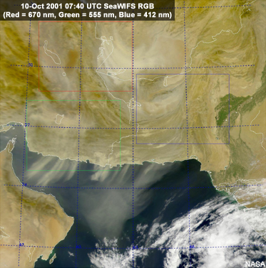 seawifs rgb composite image over central asia showing blowing dust