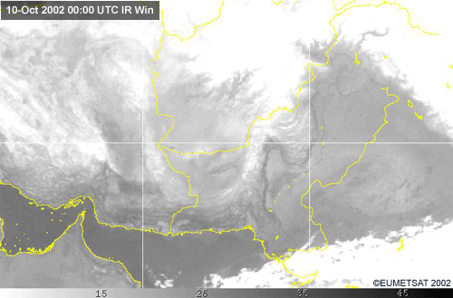 meteosat ir window loop over central asia showing blowing dust