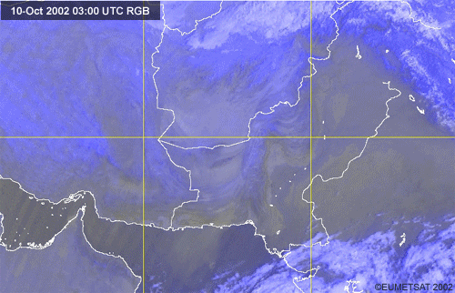 meteosat rgb composite loop showing blowing dust over central asia.