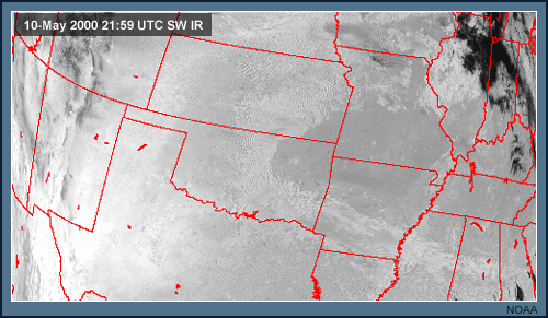 raw (unremapped) avhrr sw ir (3.7) over the central and western US.