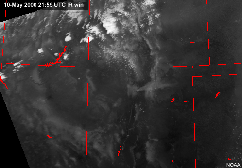 ir window image showing smoke plume over new mexico.