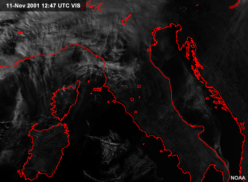 visible image over Italy where contrails are present (but not detectable)