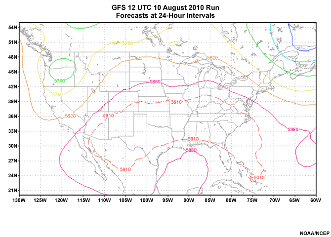 GFS 12 UTC 10 August 201 Run Forecast at 24-Hour Intervals Image 2