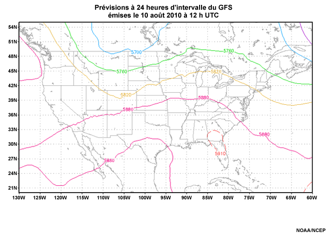GFS 12 UTC 10 August 201 Run Forecast at 24-Hour Intervals Image 4