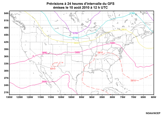 GFS 12 UTC 10 August 201 Run Forecast at 24-Hour Intervals Image 5
