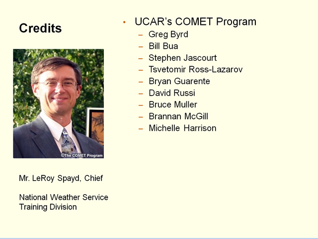 This is a list of the COMET staff who contributed to the course
