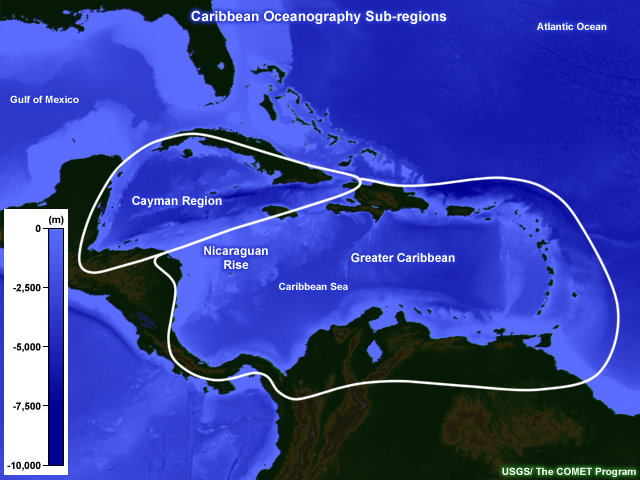 Major sub regions of the Caribbean Sea