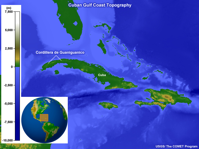 Topographic map of Cuban Gulf Coast