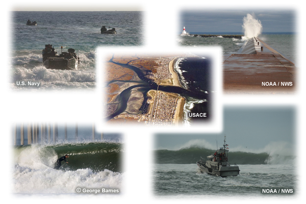Montaje de fotos de olas carca de la costa