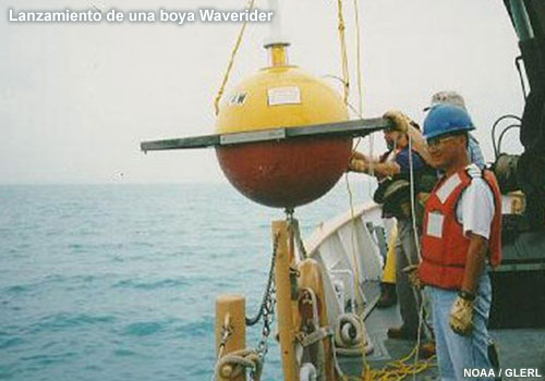 Lanzamiento de una boya Waverider.