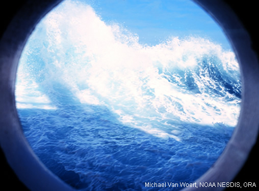 High seas as seen through a porthole