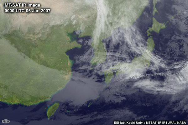 Loop of IR Satellite images over Eastern Asia/Western Pacific 00 UTC 6 Jan to 12 UTC 7 Jan 2007