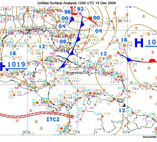 Animation of Unified Surface Analysis for the Caribbean and Tropical Atlantic for 19 - 23 December 2009 (from US National Weather Service)