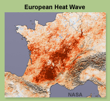 One of a series of images showing extreme weather events around the world; this one shows the European heat wave of 2003