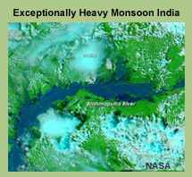 One of a series of images showing extreme weather events around the world; this one monsoon flooding in India