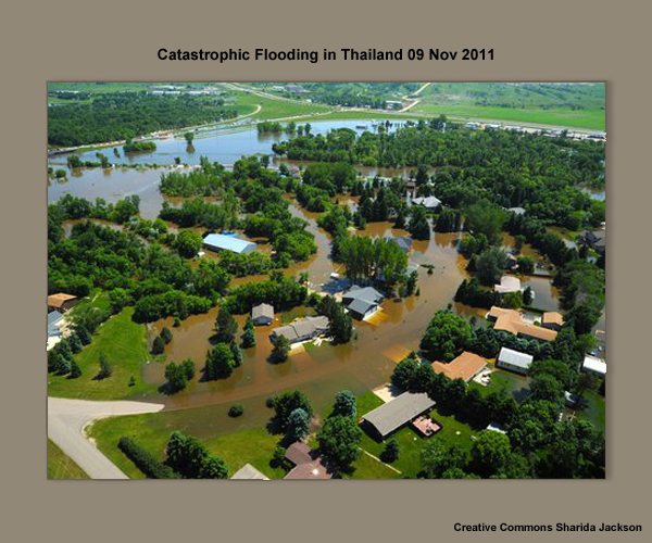 Photograph showing flooding in Thailand on 09 Nov 2011