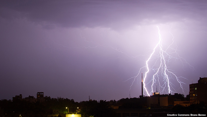 Lightning in Montevideo, Uruguay.
