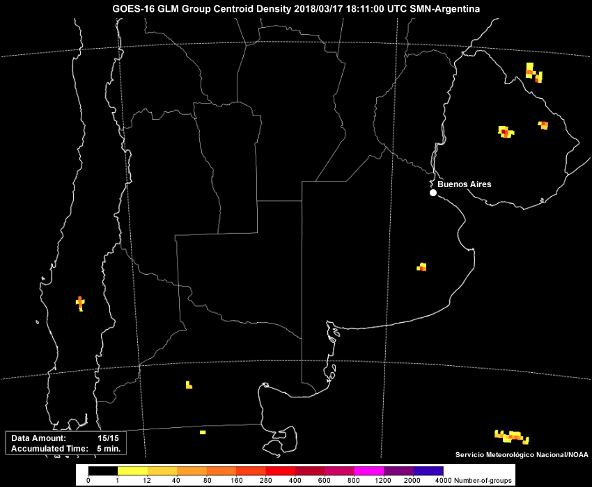 GLM group density from 1811 UTC to 1901 UTC on 17 March 2018.