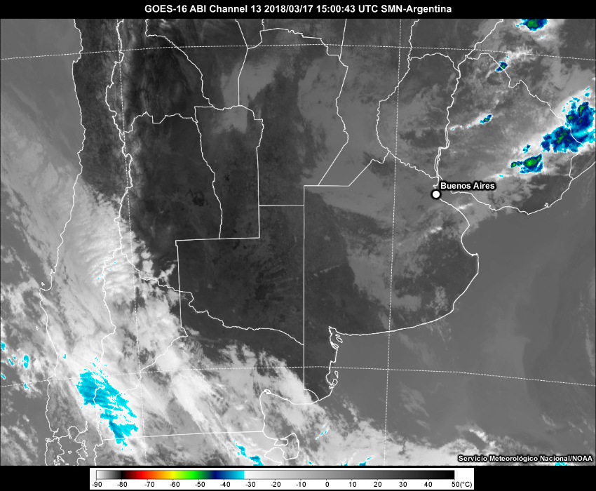GOES-16 infrared satellite imagery from 1500 UTC to 1900 UTC on 17 March 2018.