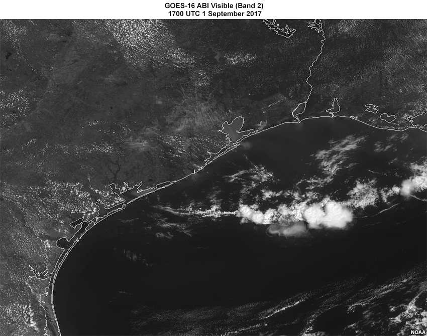 GOES-16 ABI Visible (Band 2) 1700 UTC 1 September 2017
