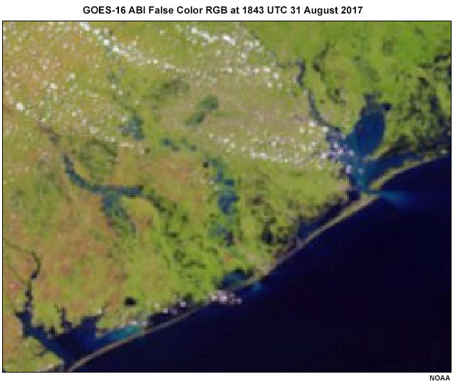 GOES-16 ABI false color RGB from August 31st 2017
