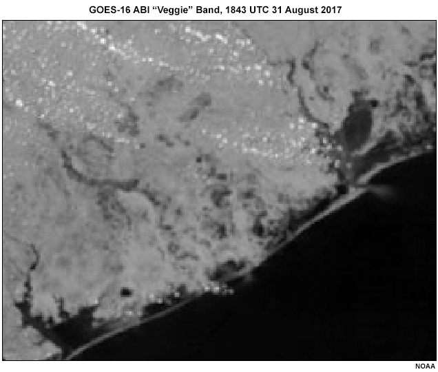 GOES-16 ABI “Veggie” Band, 1843 UTC 31 August 2017 
