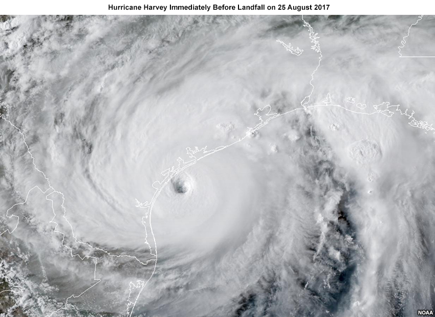 Hurricane Harvey Immediately Before Landfall on 25 August 2017