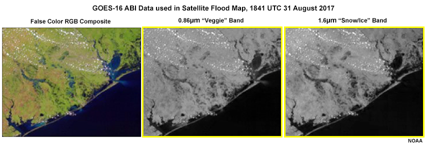 GOES-16 single band data used in developing the flood map