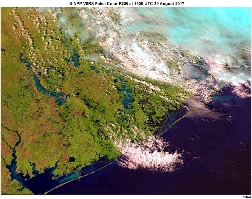 VIIRS false color flood map from August 30th 2017