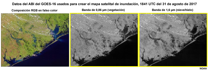Datos de una banda del GOES-16 usados para generar el mapa de inundación