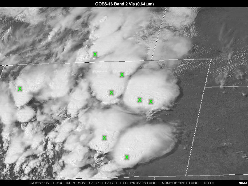 visible image showing green letter X's annotated directly on top of overshoting top bubbles